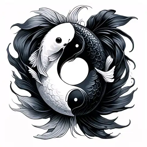Yin & Yang koi fish swimming alongside tattoo design idea
