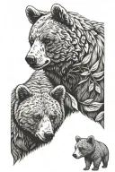 a baby bear and a mama bear tattoo design idea