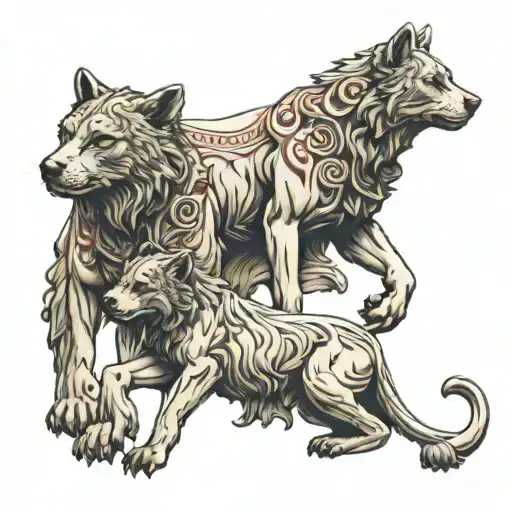 Romulus and Remus statue tattoo design idea