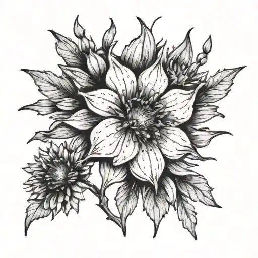Cosmo Flower and Aster Flower growing together tattoo design idea