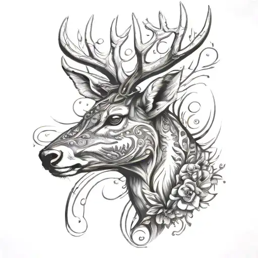 deer head tattoo design idea