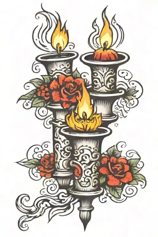 candle burning on both sides tattoo design idea
