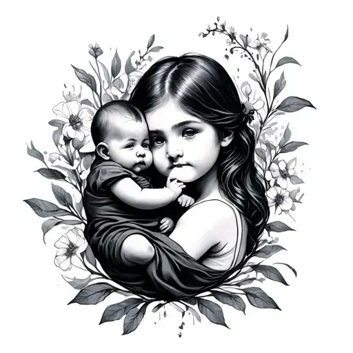 Hel carrying baby tattoo design idea