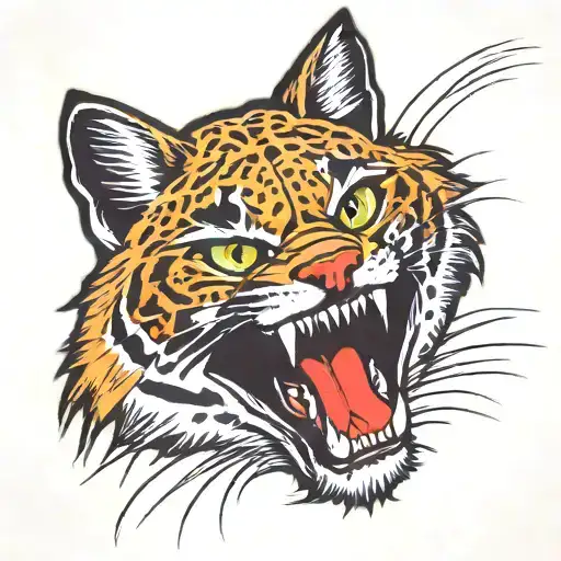bobcat face with mouth tattoo design idea