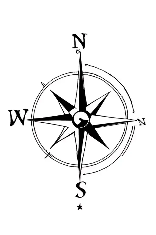 nautical compass tattoo design idea
