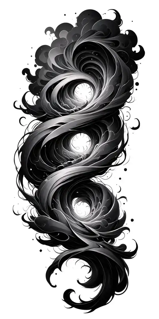 spiral, swirl, clouds, space, time tattoo design idea