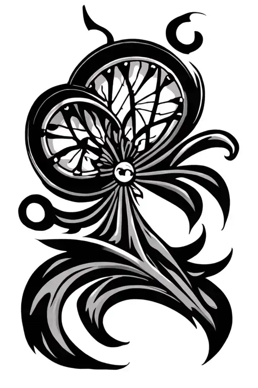 romani wheel rolling tattoo design idea