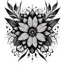 floral and geometric pattern inspired tattoo design idea