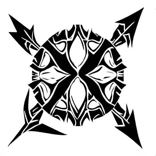 in tribal style draw a terrapin w broken arrow and a semi colon  tattoo design idea