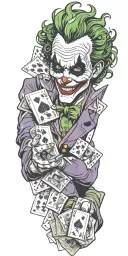 the joker with playing cards tattoo design idea