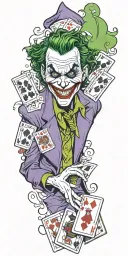 the joker with playing cards tattoo design idea