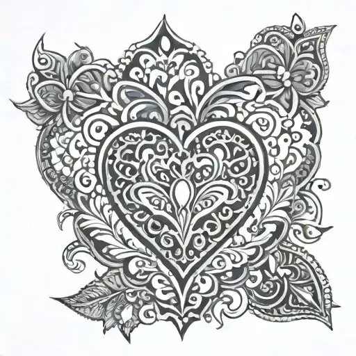 jewel heart, henna tattoo design idea