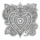 jewel heart, henna tattoo design idea