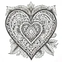 jewel heart, henna tattoo design idea