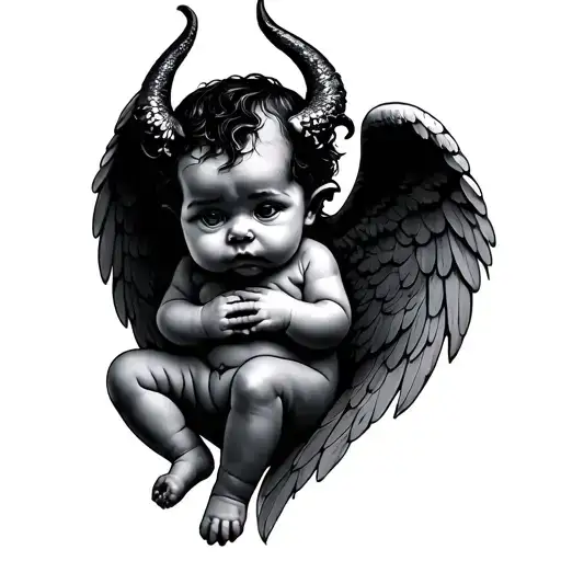 demon baby angel tattoo design idea