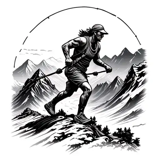 trail Runner in himalayas tattoo design idea