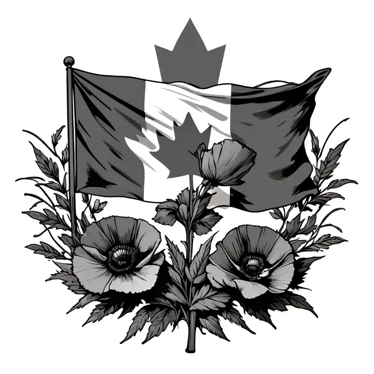 airborne infantry, canada flag, poppies, royal 22nd regiment  tattoo design idea