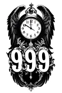 999 numbers, movie in time clock, font angel wish tattoo design idea