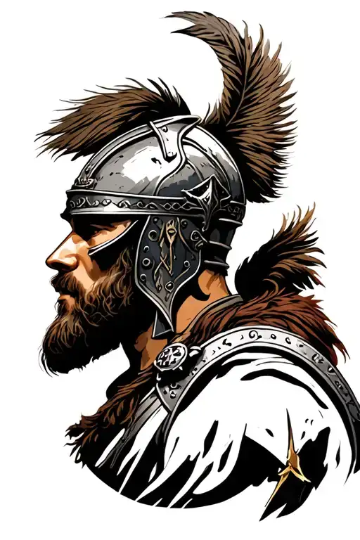 Artwork "Germanic warrior with helmet" tattoo design idea