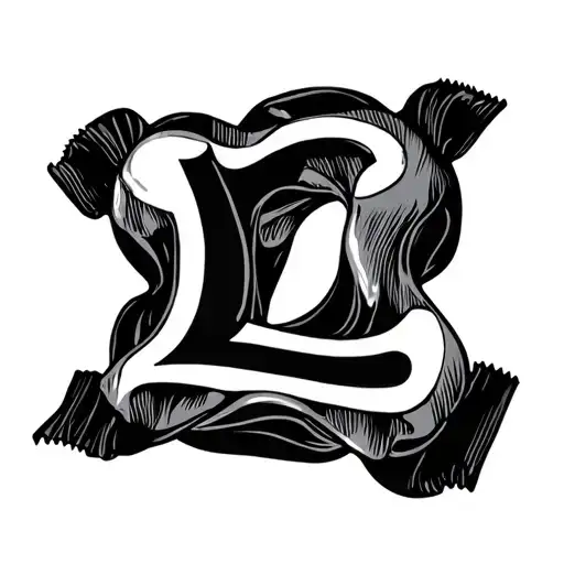 Minimalist candy wrapper tattoo made by two letters L tattoo design idea