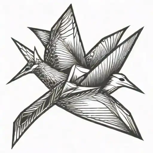Paper crane bird tattoo design idea