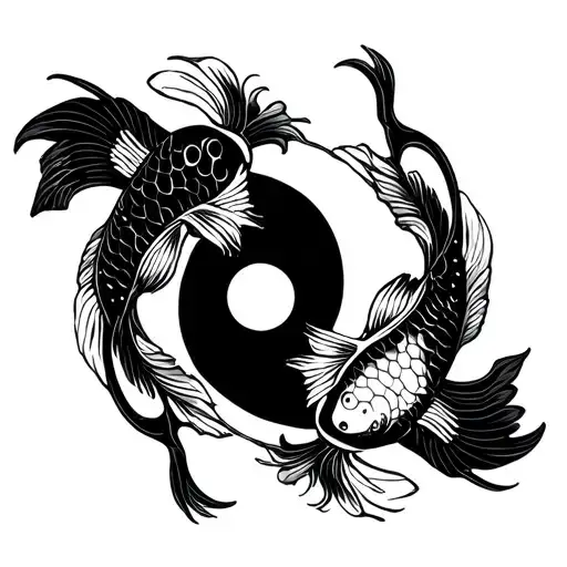 pisces ying yang koi fish tattoo design idea