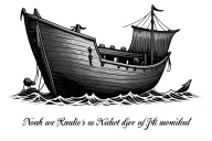 Noah's ark with name written underneath tattoo design idea
