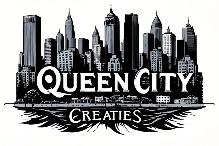 Queen City Creatives logo city scape tattoo design idea