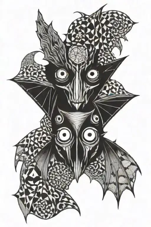 Alice cooper eyes bat Halloween  tattoo design idea