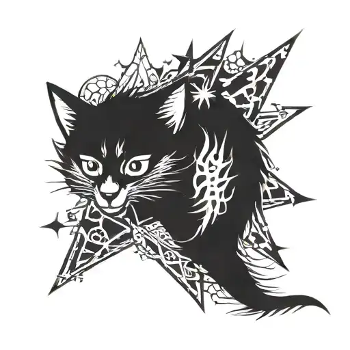 design me tattoo cybersigilism inspired. i like spikes, animals, stars and memes. the tattoo should look soft and li tattoo design idea