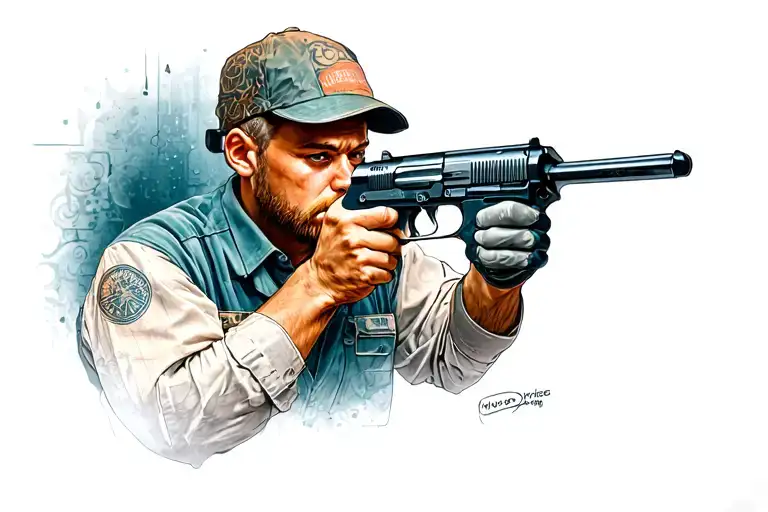 HVAC technician shooting tattoo design idea