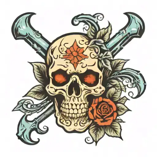 funny skull tattoo design idea