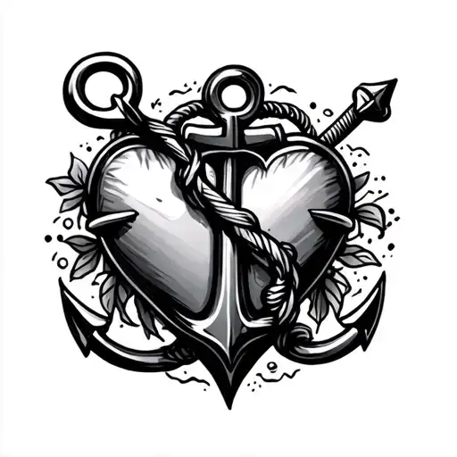 anchor and heart tattoo tattoo design idea