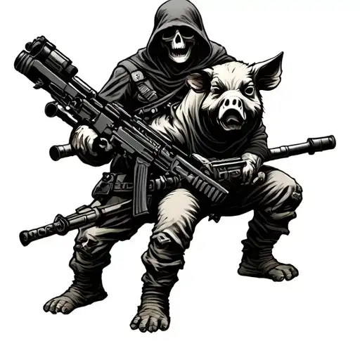 usmc father son machine gunners grim reaper war pig tattoo design idea