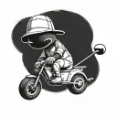 Sackboy riding on the back Eeyore while holding a golf club tattoo design idea