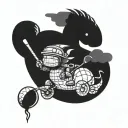 Sackboy riding on the back Eeyore while holding a golf club tattoo design idea