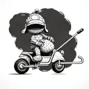 Sackboy riding on the back Eeyore while holding a golf club tattoo design idea