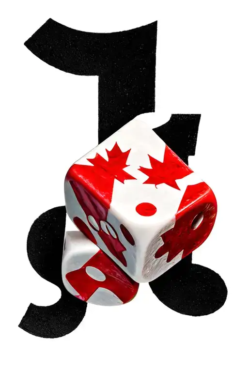 2 dice number 1 and 6 with canadian flag tattoo design idea