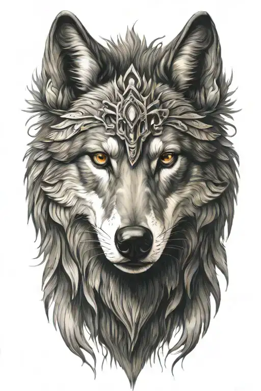 Wolf headress tattoo design idea