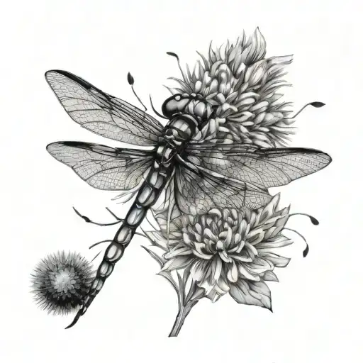 Dragonfly And Dandelion tattoo design idea