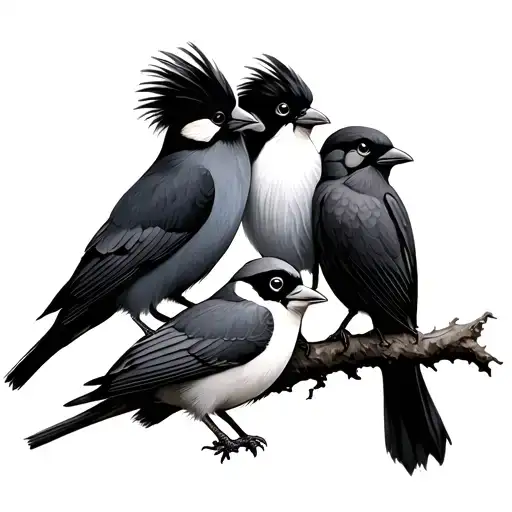 4 birds that represent their children tattoo design idea