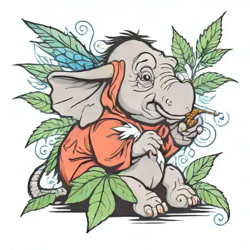 Eeyore smoking weed leaf morphing tattoo design idea