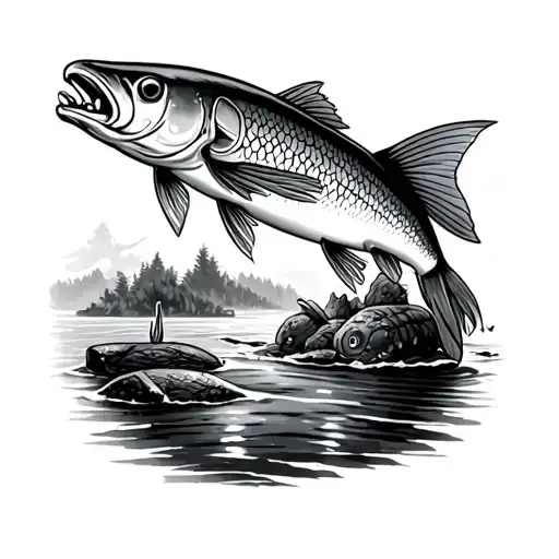 Fishing Memorial tattoo design idea