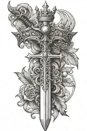 crown sword winga tattoo design idea