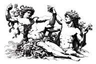 Apollo And Dionysus figthing tattoo design idea