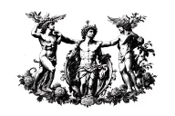 Apollo And Dionysus figthing tattoo design idea