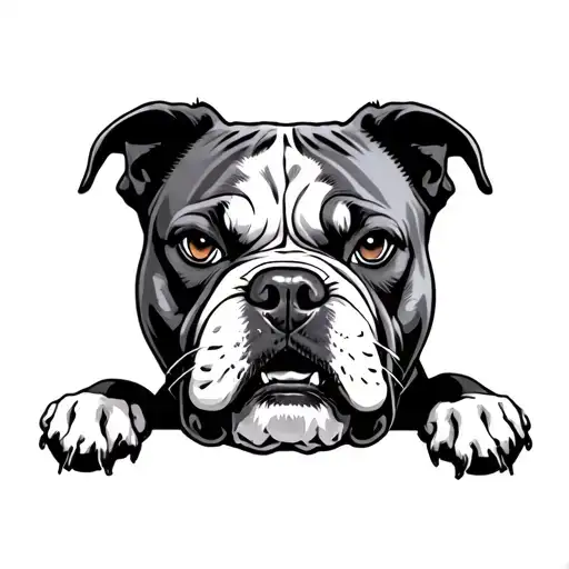 Angry Pitbull realistic tattoo design idea