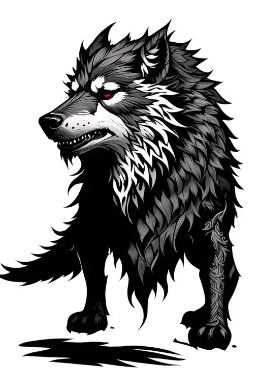 fenrir viking norse tattoo design idea