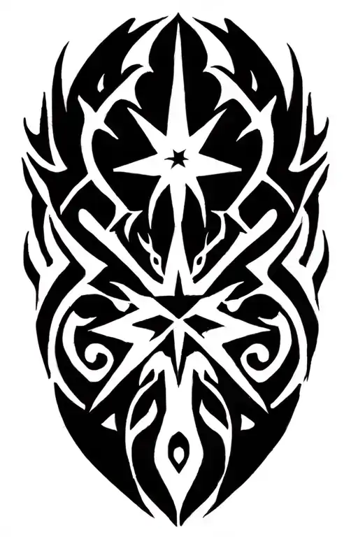 Chaos symbol star 8 points tribal tattoo design idea