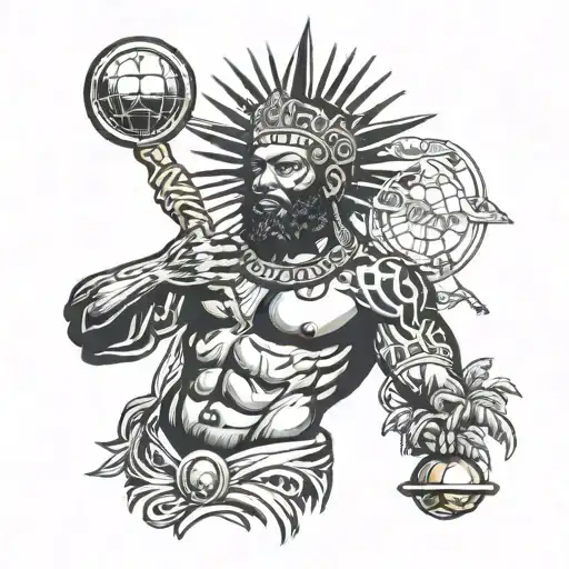 african God Atlas holding tattoo design idea